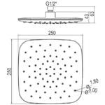 X07P347 RAVAK ZUHANYFEJ ABS négyzet alapú 250mm X07P347 RAVAK ZUHANYFEJ ABS négyzet alapú 250mm