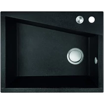 SRG_710T Laveo GRENADA csaplyukas szemcsés fekete mosogató automata dugókiemelős, helytakarékos szifonnal