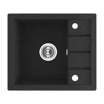 SRP_713T Laveo RINA MINI csepptálcás mosogató, szemcsés fekete, automata dugókiemelős, helytakarékos szifonnal