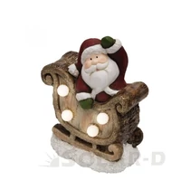HOME LED-es kerámia asztali dísz, szánkózó Mikulás