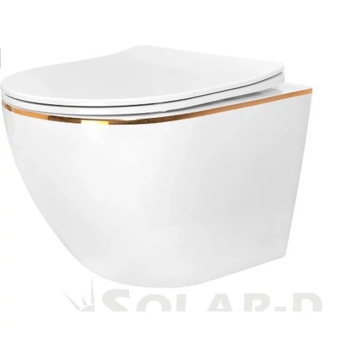 REA-C1222 REA CARLO WHITE FALI WC CSÉSZE  MINI FLAT GOLD EDGE ÜLŐKÉVEL