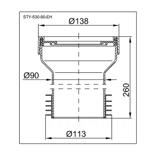 STY-530-90-EH WC BEKÖTŐ STY-530-90-EH EGYENES HOSSZÚ*