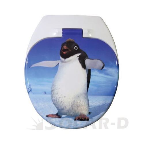 Kétfunkciós wc ülőke, kombinált gyerek-felnőtt WC ülőke lecsapódásgátlós pingvin mintával